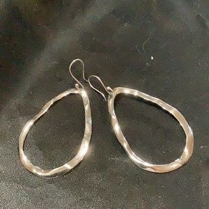 Sterling Silver 925 Mexico long dangle hammered earrings
